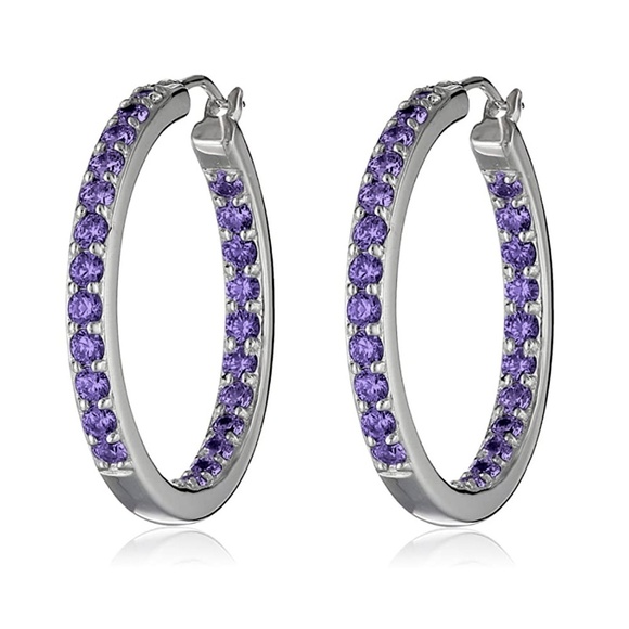 Dual Sided Swarovski Crystal Hoop Earrings - Picture 1 of 1